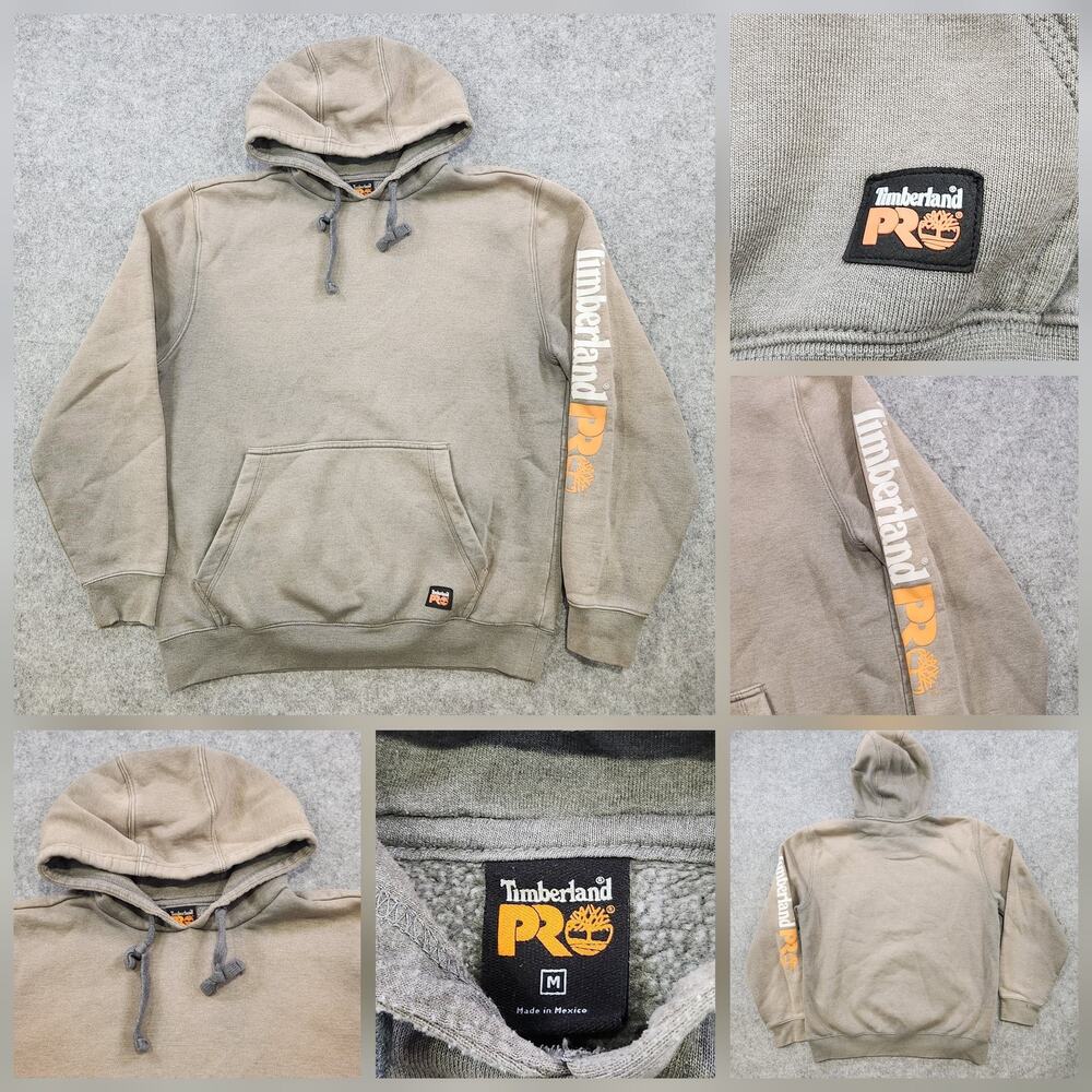 Timberland PRO FADED Hoodie Mens Medium Gray Pullover Workwear Hooded Sweatshirt